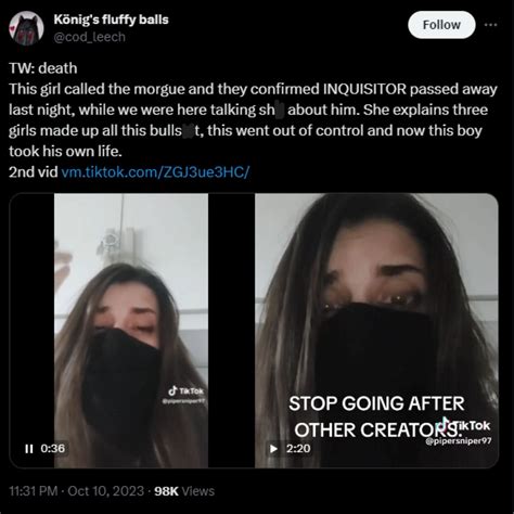 Inquisitor Ghosts last TikTok video was posted on September 28. . Inquisitor ghost tiktok live video twitter